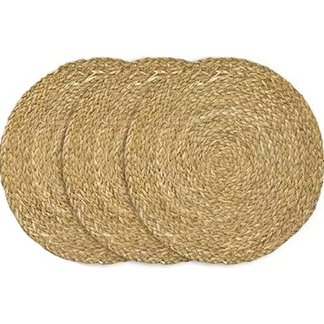 handgewebte Platzsets aus Naturrattan - Naturfarbe, zur Verwendung als Platzsets (rund, 25 cm) (1/4)
