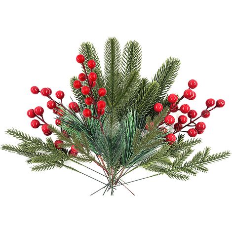 Ej.Life 60 Stück künstliche Weihnachts-Tannennadelzweige, Weihnachtsdekorations-Requisiten, Schieß-Requisiten (1/4)