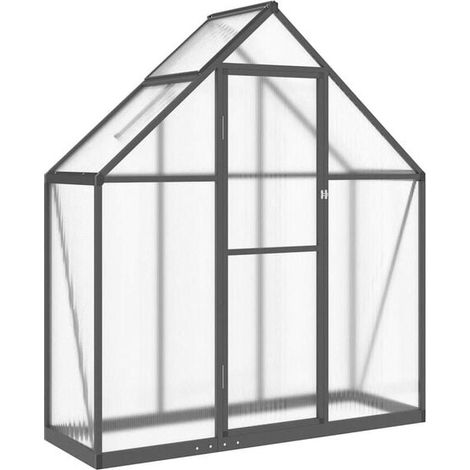 Serre en aluminium avec une base couleur anthracite. Dimensions : 169 x 58 x 195 cm. (1/5)