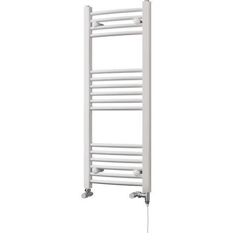 Zennor - White Dual Fuel Towel Rail H1000mm x W400mm Standard - Curved (1/3)