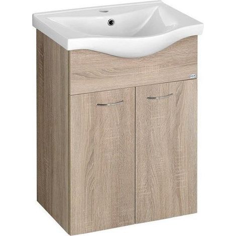 KERAMIA FRESH Meuble sous-vasque 51,1x74x34cm, chêne platiné (1/4)