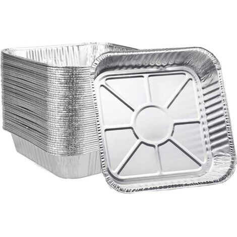 BUNTHAUS 50 Pièces Plateaux de Cuisson en Aluminium, 20CM x 20CM x 4.5CM Plats à Rôtir Jetables Va au Congélateur Poêles à Frire pour Fête Service de Repas Stockage à Emporter Conteneurs de Restaurati (1/4)