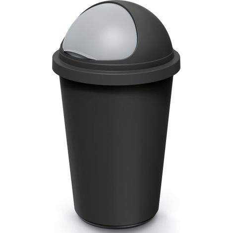 Cestino per rifiuti in plastica nera/grigia da 50 litri, coperchio con serratura, riciclato