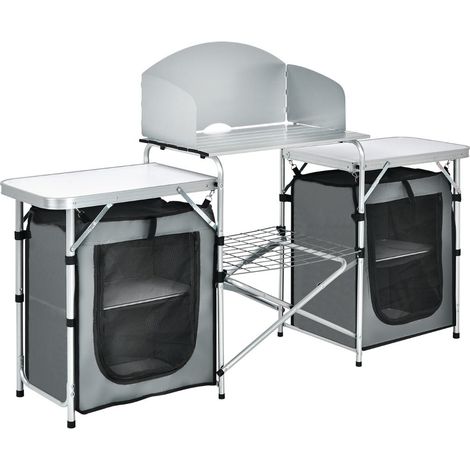 Tavolo da campeggio pieghevole 174 x 47,5 x 110 cm stabile e robusto ideale per picnic e barbecue realizzato in alluminio grigio 200011590