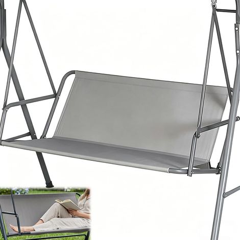 Swing Seat Cushion Replacement Waterproof Seat Cover for Garden Swing Seat Cover Oxford Fabric (Grey) (1/5)