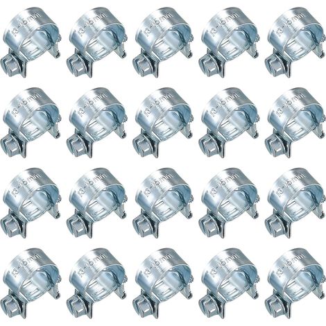20 Pièces Colliers de Serrage Réglables, Colliers Serrage Métallique, Collier Durite pour Pince Collier Echappement Tuyau de Injection de Carburant - 13-15 mm (1/5)