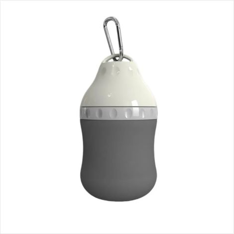 Bouteille d'eau de voyage en silicone INF 400 ml pour chiens et chats, étanche, grise (1/3)