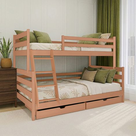 Letto a castello 90-120x200 con rete a doghe e cassetti Léo Marrone (1/3)