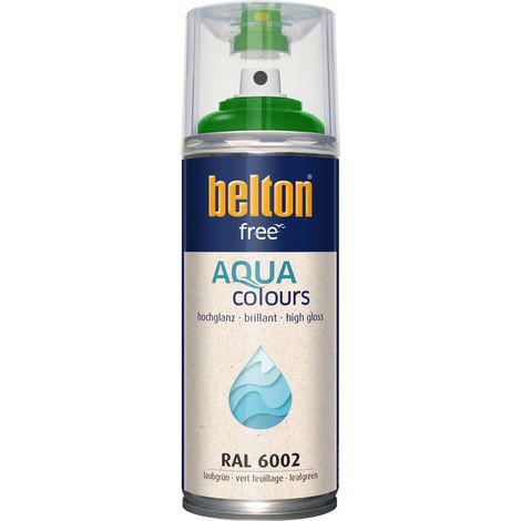 belton free Lackspray AQUAcolours 400 ml laubgrün hochglanz Wasserlack (1/3)