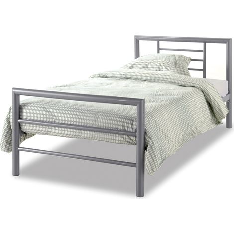 Lit 90x200 cm en métal gris - SAMIHA