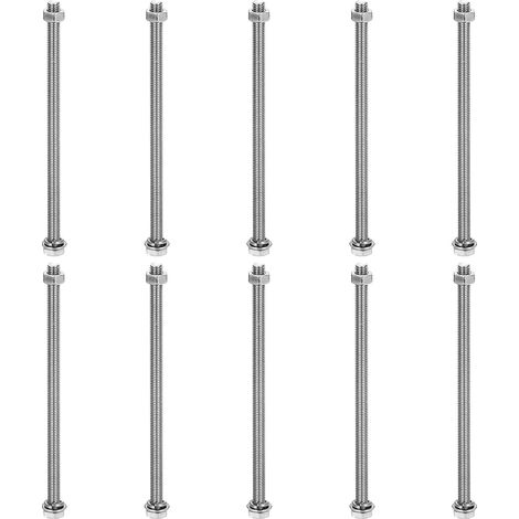 M5 x 100mm Vis Hexagonales Acier Inoxydable 304, Kit Assortiment Boulons, Écrous, Rondelles Plates Et Grower, Filetage Complet, Finition Bright pour Maison, 10 Sets (1/5)