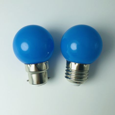 Packung mit 10 B22 1W LED-Lampen, farbiger Bajonettsockel, Mini-Globuslampen G45, rot, grün, blau, orange, gelb, für Hochzeiten, Halloween, Weihnachten (blau)