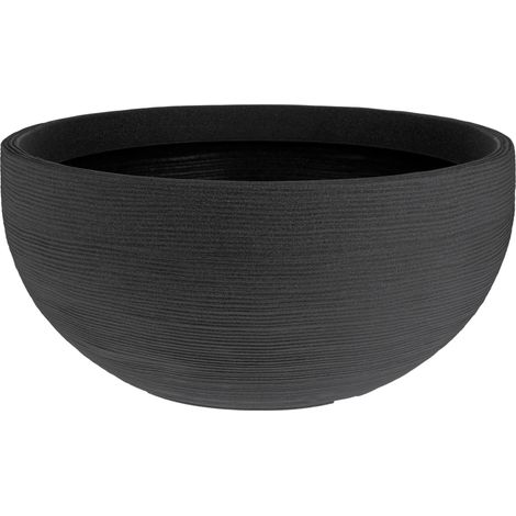 Pot de fleurs - 1 unité - Plastique - Motif rainuré - Résistant UV et intempéries - Jardin balcon terrasse - 58 cm Gris (1/5)