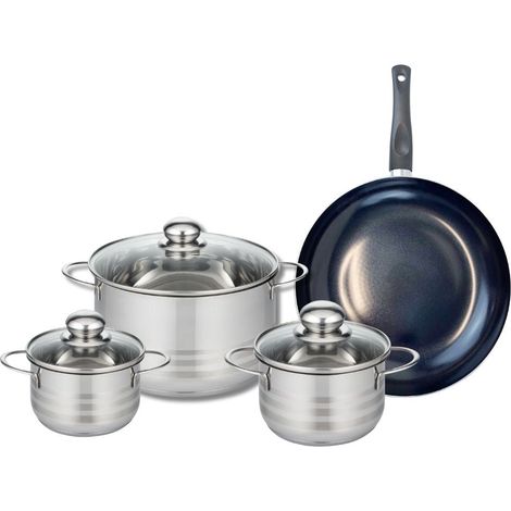 Ensemble de 1 Poêle de cuisson 28 cm et 3 faitouts 14, 16 et 24 cm Elo Prima Brillant (1/5)