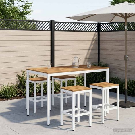 vidaXL Table de Bar de Jardin NAARDEN Blanc 141 x 80,5 x 105 cm (1/5)