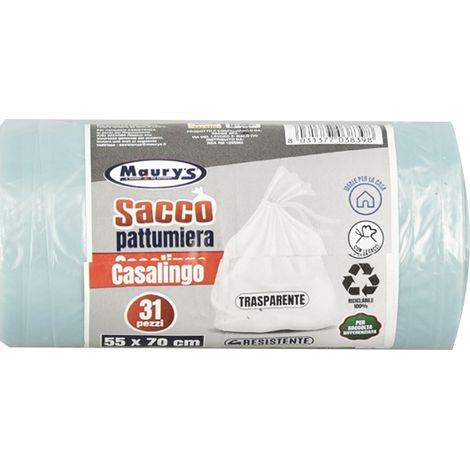 MAURY'S SACCHI PER PATTUMIERA 55X70CM IN ROTOLO DA 31 PEZZI TRASPARENTI