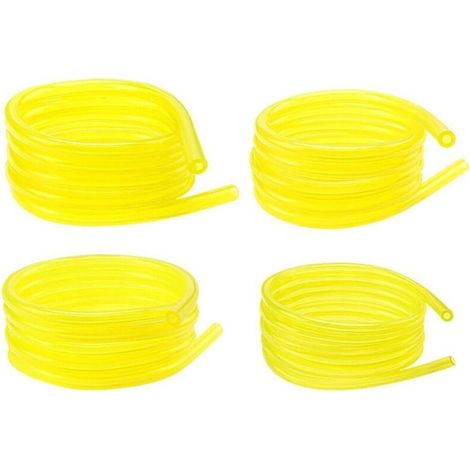 Lot de 4 tuyaux de carburant jaunes transparents de 1 mètre (2 x 3,5 mm, 2,5 x 5 mm, 3 x 5 mm, 3 x 6 mm) pour tondeuse à gazon, tuyau d'huile, souffleur, accessoires de tondeuse à gazon, 1 mètre