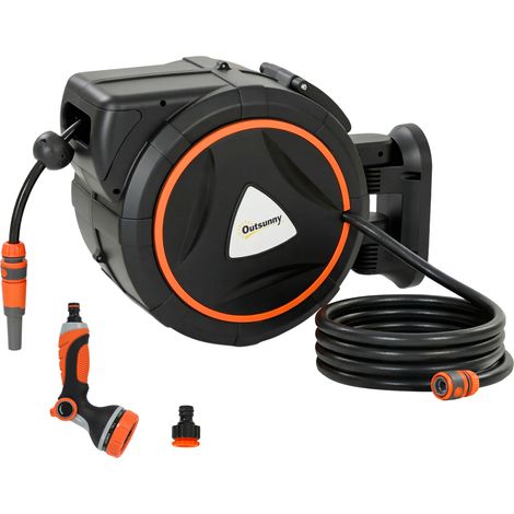 Outsunny Avvolgitubo Retrattile 28+2m con Riavvolgimento Automatico