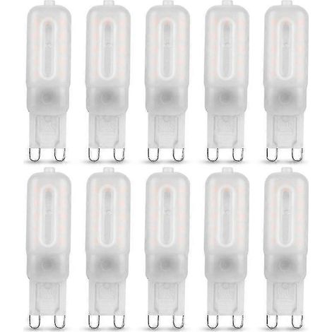 Lot de 10 ampoules LED G9 5 W blanc froid 6000 K 220 V. Remplace les ampoules halogènes. Non dimmable. (1/5)