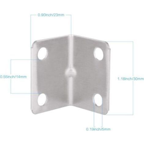 pair Lot de 100 équerres d'angle robustes en acier inoxydable à 90°, idéales pour la fixation de clôtures, tables et étagères en bois. (1/3)