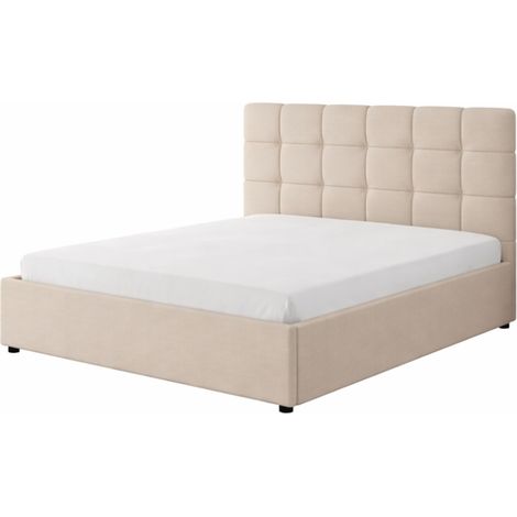 Cama con canapé abatible de 160x200cm de terciopelo beige SANTA