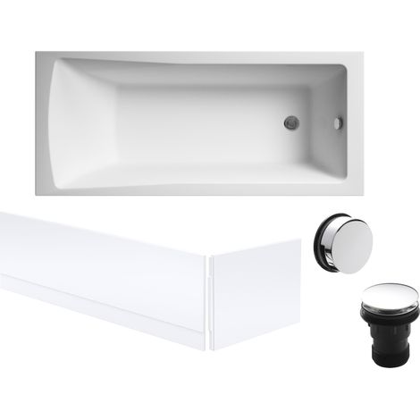 Square Single Ended 1700x700 with Leg Set, Chrome Waste & Front & End Bath Panels (1/4)