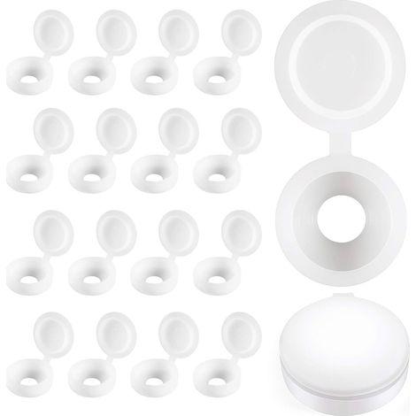 Cache-vis à Charnière en Plastique Plier les Couvercles à Vis Laveuse Flip Tops Blanc (1/5)