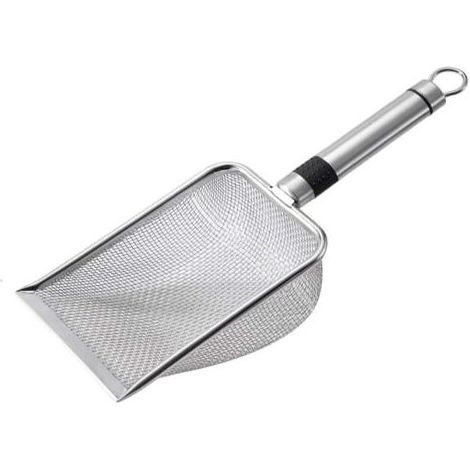 Lopette Pour Litière - Manche Acier Inoxydable 304 - Tamis 18 X 12 Cm - Pour Sable Et Déchets Félin - 1 Pièce