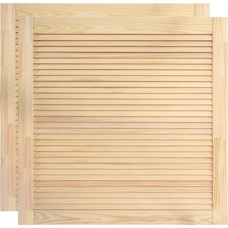 Helloshop26 – Porte de placard à persiennes 2 pièces 39,5 x 39,4 cm – Bois de pin massif – Circulation d'air optimale – Installation facile