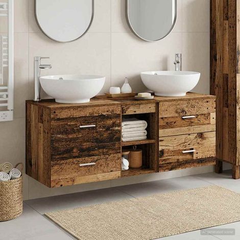 vidaXL Set di Armadi da Bagno 3 pz Legno antico 129 x 44,5 x 80 cm (1/5)