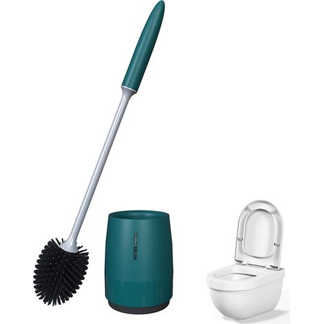 Brosse de toilette avec base - Blanc clair de lune (manche rond) (1/5)