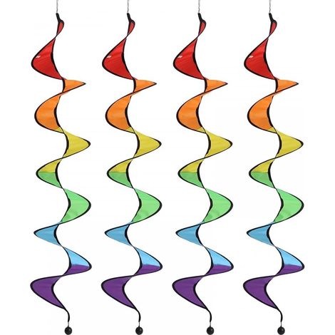 Wind Spinner - 43 Pouces Spirale Arc-en-Ciel - Décoration Extérieure Jardin - 4 Pièces (1/4)