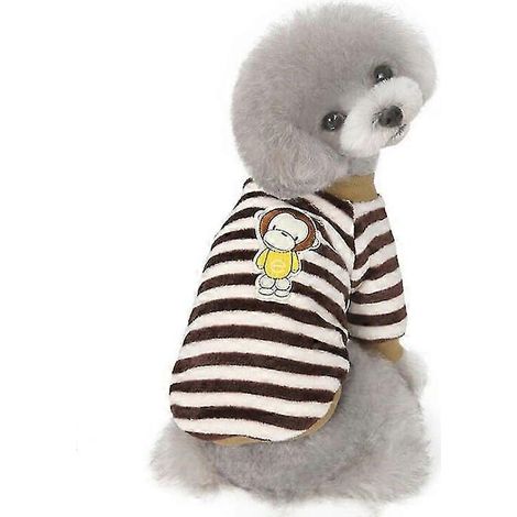 Weiche, warme Fleece-Haustierkleidung, niedlicher Streifenmantel, kleines bis mittelgroßes Hunde- und Katzenhemd, Jacke, Teddy-Teddy-Winteroutfit für Französische Bulldoggen und Chihuahuas, Größe 7 (1/4)