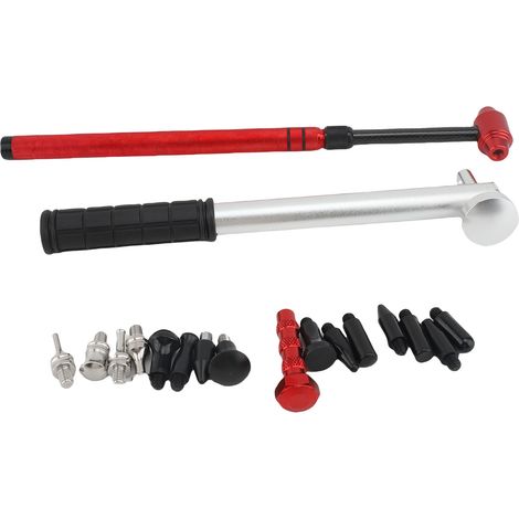 Outils de débosselage de voiture, ensemble de marteaux télescopiques en alliage d'aluminium avec têtes de rechange pour l'élimination des dommages à la carrosserie automobile rouge (1/2)