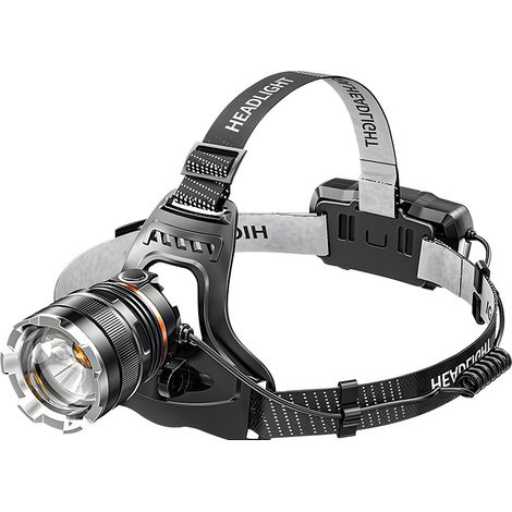 Lampe frontale LED rechargeable, super lumineuse, 50 000 lumens, 4 modes LED, capteur et lumière rouge, 5200 mAh (1/4)