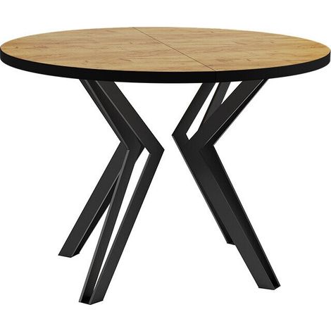 Table Oswego 111, Chêne doré artisanal + Noir, 76x0x0cm, Disponible, Stratifié, Métal