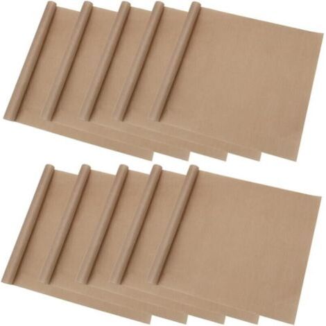 Lot de 10 plaques de cuisson en téflon, doublure de four antiadhésive réutilisable 50 x 40 cm pour cuisson au barbecue, transfert de chaleur, résistance à la chaleur jusqu'à 270 °C. (1/4)
