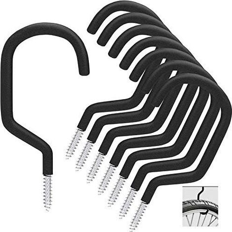 Crochet de vélo 8 pièces, support de vélo adapté à une utilisation polyvalente, à visser, pour abri, garage, jardin, revêtement plastique pour support mural/plafond (1/2)