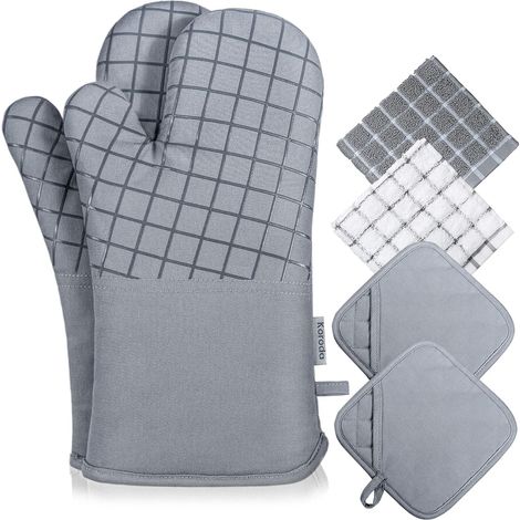 Ensembles de gants de four et de maniques : gants de four résistants à la chaleur élevée jusqu'à 550 °F. (1/4)