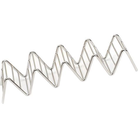 Support à tacos en acier inoxydable en forme de V, pour rouleaux de maïs, rouleaux de printemps, crêpes et autres aliments. 4 à 5 compartiments. Dimensions : 6,3 x 22,5 x 4,5 cm / 2,5 x 8,9 x 1,8 po. (1/5)