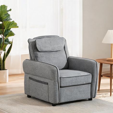 Canapé gris en velours égyptien polyester 81 x 80 x 90 cm (1/5)
