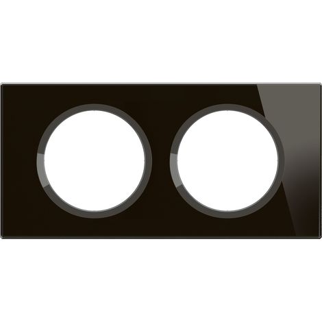 Legrand – Plaque Céliane 2 postes – Verre Onyx Noir – Sous-plaque en plastique recyclé – Compatible avec mécanismes Céliane