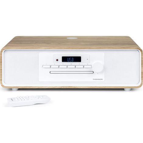 Microchaîne Bluetooth - THOMSON - Blanche et Noire - Radio FM/CD/MP3/USB, 60W, Égaliseur