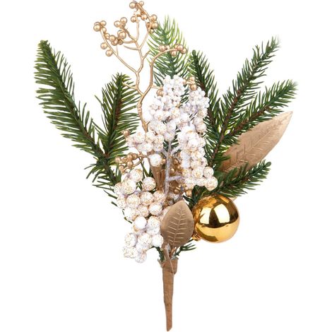 Ramo decorativo color champagne con bacche per decorazioni e composizioni di fiori h 30 cm