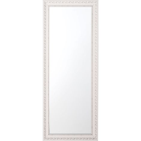 Specchio da parete vintage con cornice bianco sporco e motivo floreale 50 x 130 cm Mauleon