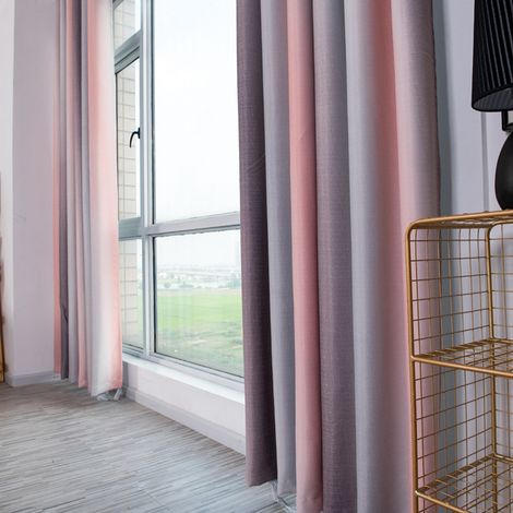 Rideau à gradient rayé pour fenêtre, panneau occultant pour salon, chambre, hôtel, séparation de pièce, teinte dégradée (2) (1/5)