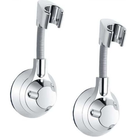 Support de pommeau de douche à angle réglable, sans perçage, support mural, support universel (lot de 2, argent) (1/5)