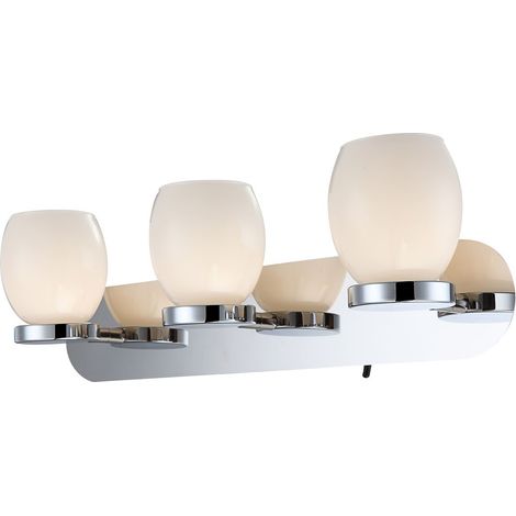 Applique murale LED 9 watts verre opale interrupteur éclairage chrome IP44 Globo 44200-3 (1/4)