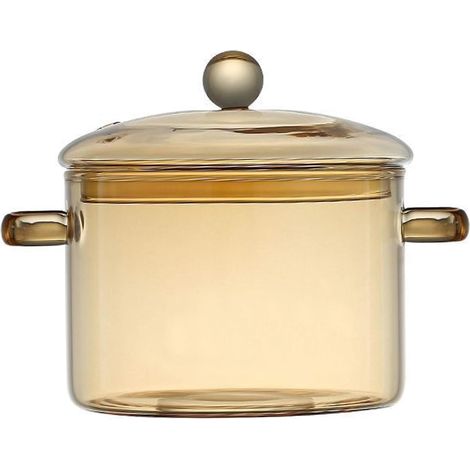 Casserole verre ambré 1,5 L, borosilicate, cadeau fan cuisine, Noël, soupe, thé, double anse (1/5)