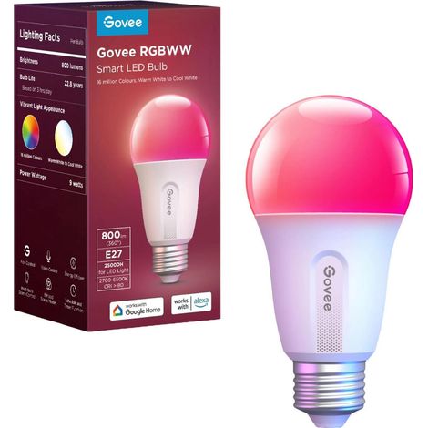 Lampada Govee LED RGBWW E27 800lm luce smart